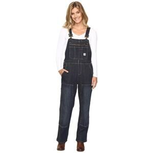 Carhartt Brewster Double Knee Front Bib Overalls Denim Jean Blue Womens M 8 10